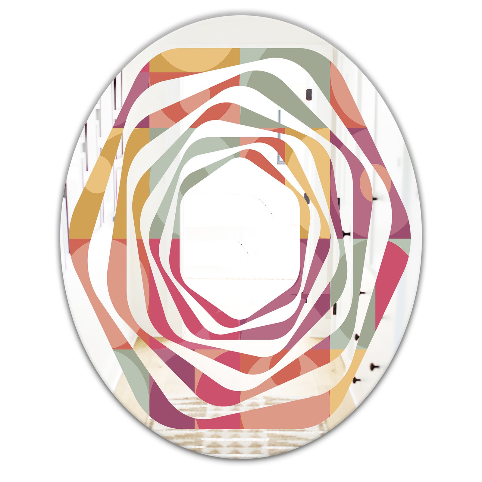 Geometric Retro Minimal I - Modern Round or Oval Wall Mirror - Whirl