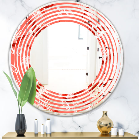 Coral Flowers Of Bird Of Paradise - Modern Round or Oval Wall Mirror - Wave