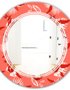 Coral Flowers Of Bird Of Paradise - Modern Round or Oval Wall Mirror - Triple C