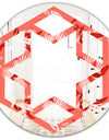 Coral Flowers Of Bird Of Paradise - Modern Round or Oval Wall Mirror - Hexagon Star