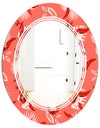 Coral Flowers Of Bird Of Paradise - Modern Round or Oval Wall Mirror - Triple C