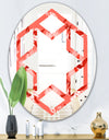 Coral Flowers Of Bird Of Paradise - Modern Round or Oval Wall Mirror - Hexagon Star