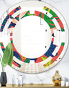 Retro Tropical Leaves I - Modern Round or Oval Wall Mirror - Space