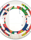 Retro Tropical Leaves I - Modern Round or Oval Wall Mirror - Space