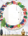 Retro Tropical Leaves I - Modern Round or Oval Wall Mirror - Leaves