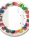 Retro Tropical Leaves I - Modern Round or Oval Wall Mirror - Leaves