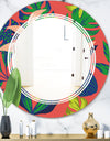 Retro Tropical Leaves I - Modern Round or Oval Wall Mirror - Triple C