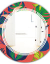 Retro Tropical Leaves I - Modern Round or Oval Wall Mirror - Triple C
