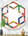 Retro Tropical Leaves I - Modern Round or Oval Wall Mirror - Hexagon Star