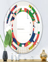Retro Tropical Leaves I - Modern Round or Oval Wall Mirror - Space