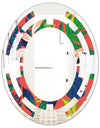 Retro Tropical Leaves I - Modern Round or Oval Wall Mirror - Space