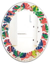 Retro Tropical Leaves I - Modern Round or Oval Wall Mirror - Leaves