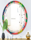 Retro Tropical Leaves I - Modern Round or Oval Wall Mirror - Triple C