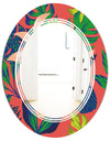 Retro Tropical Leaves I - Modern Round or Oval Wall Mirror - Triple C