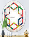 Retro Tropical Leaves I - Modern Round or Oval Wall Mirror - Hexagon Star