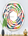 Retro Tropical Leaves I - Modern Round or Oval Wall Mirror - Whirl
