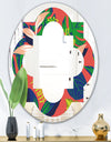 Retro Tropical Leaves I - Modern Round or Oval Wall Mirror - Quatrefoil