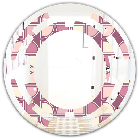 Retro Purple Pink Desing - Modern Round or Oval Wall Mirror - Space