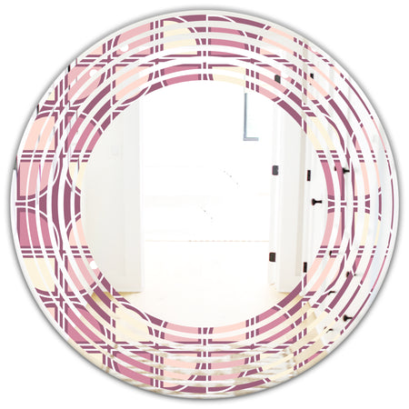Retro Purple Pink Desing - Modern Round or Oval Wall Mirror - Wave