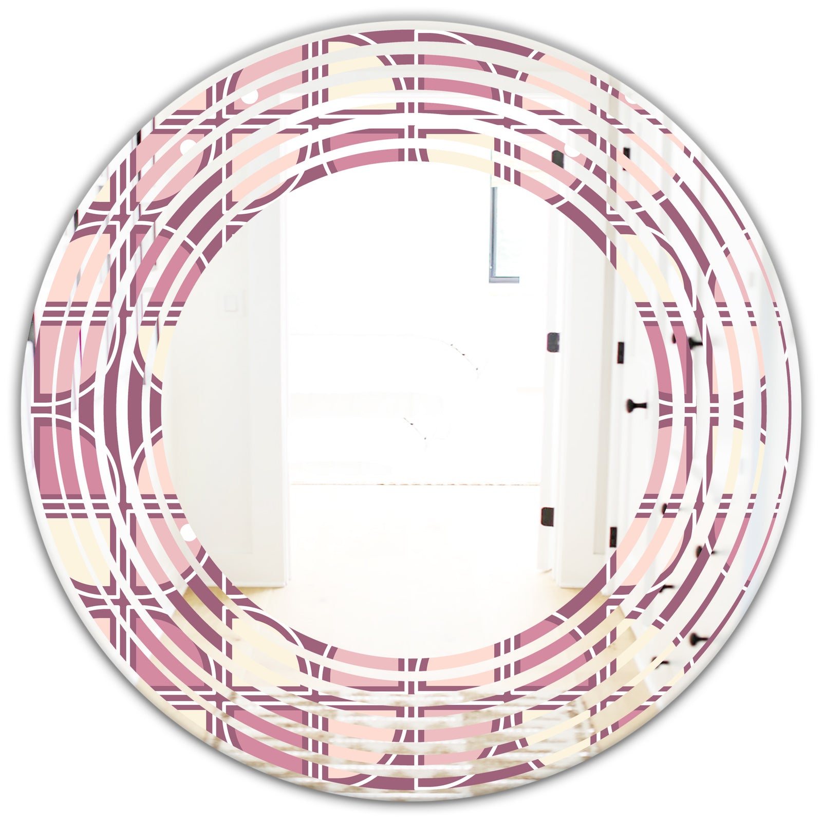 Retro Purple Pink Desing - Modern Round or Oval Wall Mirror - Wave