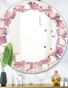 Retro Purple Pink Desing - Modern Round or Oval Wall Mirror - Leaves