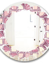 Retro Purple Pink Desing - Modern Round or Oval Wall Mirror - Leaves