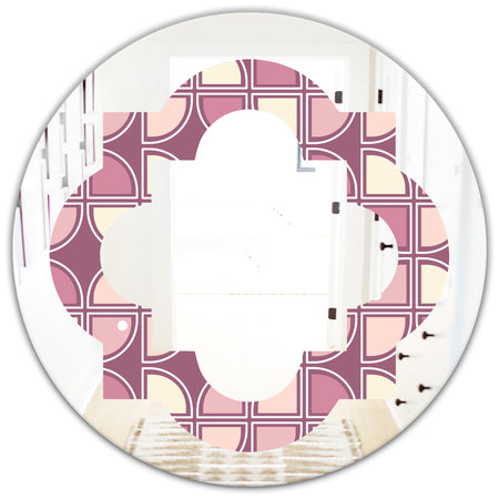 Retro Purple Pink Desing - Modern Round or Oval Wall Mirror - Quatrefoil