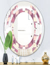 Retro Purple Pink Desing - Modern Round or Oval Wall Mirror - Space