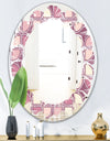 Retro Purple Pink Desing - Modern Round or Oval Wall Mirror - Leaves