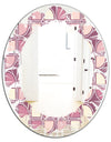 Retro Purple Pink Desing - Modern Round or Oval Wall Mirror - Leaves