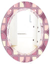 Retro Purple Pink Desing - Modern Round or Oval Wall Mirror - Triple C