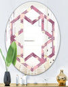 Retro Purple Pink Desing - Modern Round or Oval Wall Mirror - Hexagon Star