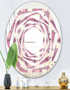 Retro Purple Pink Desing - Modern Round or Oval Wall Mirror - Whirl