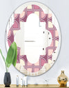 Retro Purple Pink Desing - Modern Round or Oval Wall Mirror - Quatrefoil