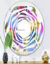 Retro Tulips in Purple - Cottage Round or Oval Wall Mirror - Whirl