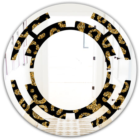 Golden Leopard Fur - Modern Round or Oval Wall Mirror - Space