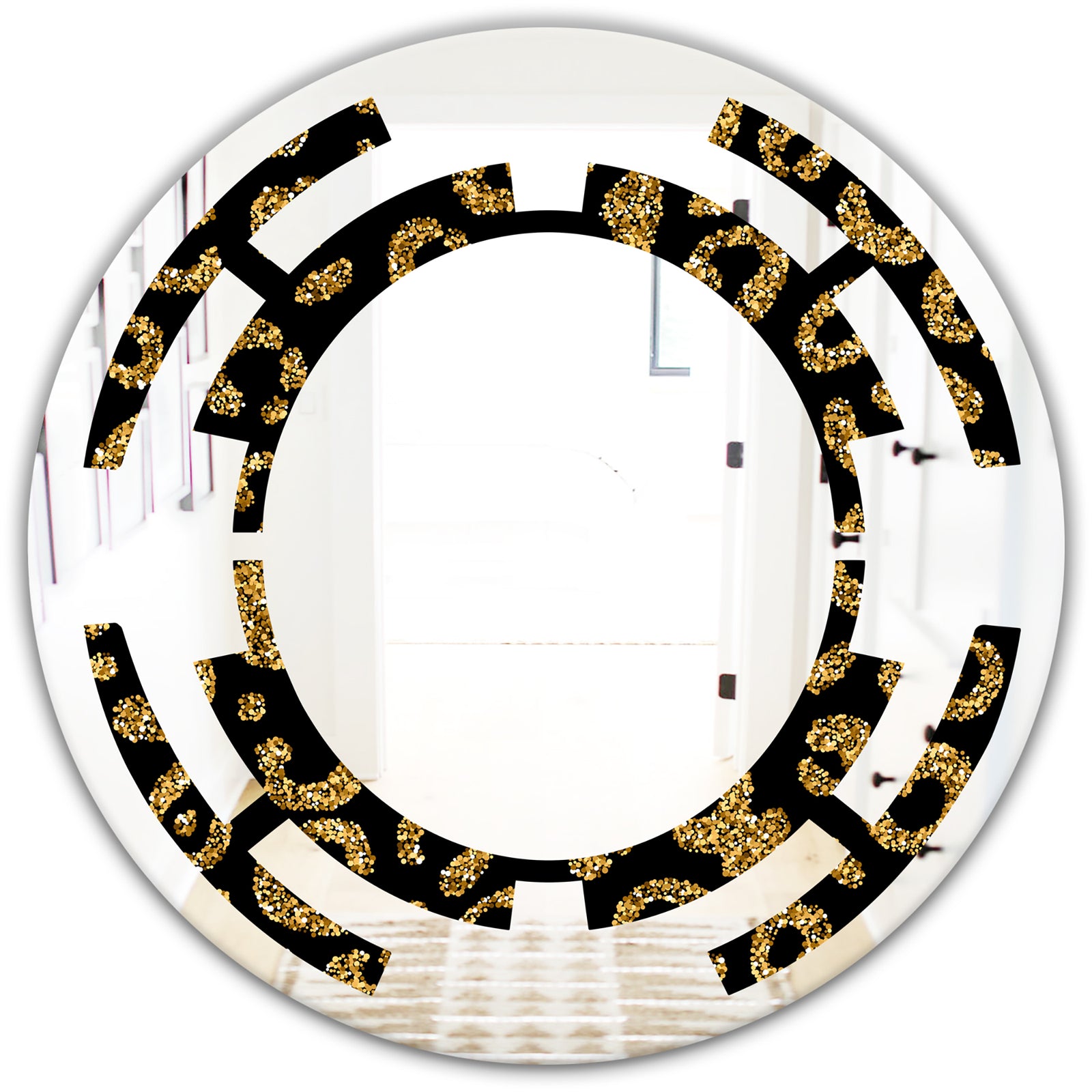 Golden Leopard Fur - Modern Round or Oval Wall Mirror - Space