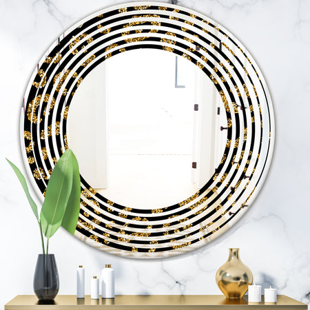 Golden Leopard Fur - Modern Round or Oval Wall Mirror - Wave