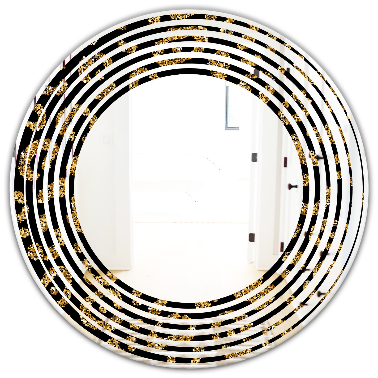 Golden Leopard Fur - Modern Round or Oval Wall Mirror - Wave
