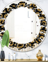 Golden Leopard Fur - Modern Round or Oval Wall Mirror - Leaves