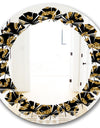 Golden Leopard Fur - Modern Round or Oval Wall Mirror - Leaves