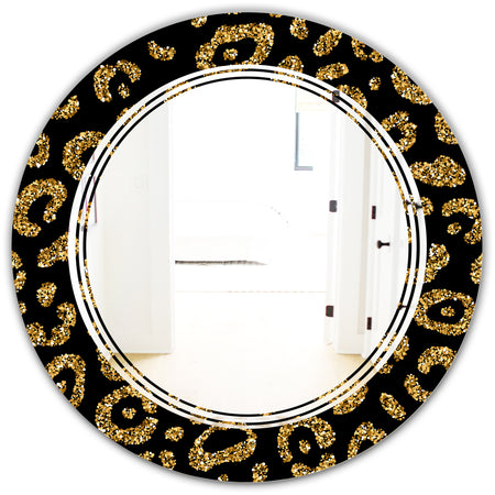 Golden Leopard Fur - Modern Round or Oval Wall Mirror - Triple C