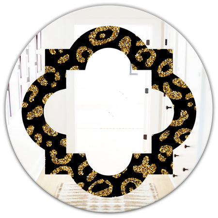 Golden Leopard Fur - Modern Round or Oval Wall Mirror - Quatrefoil