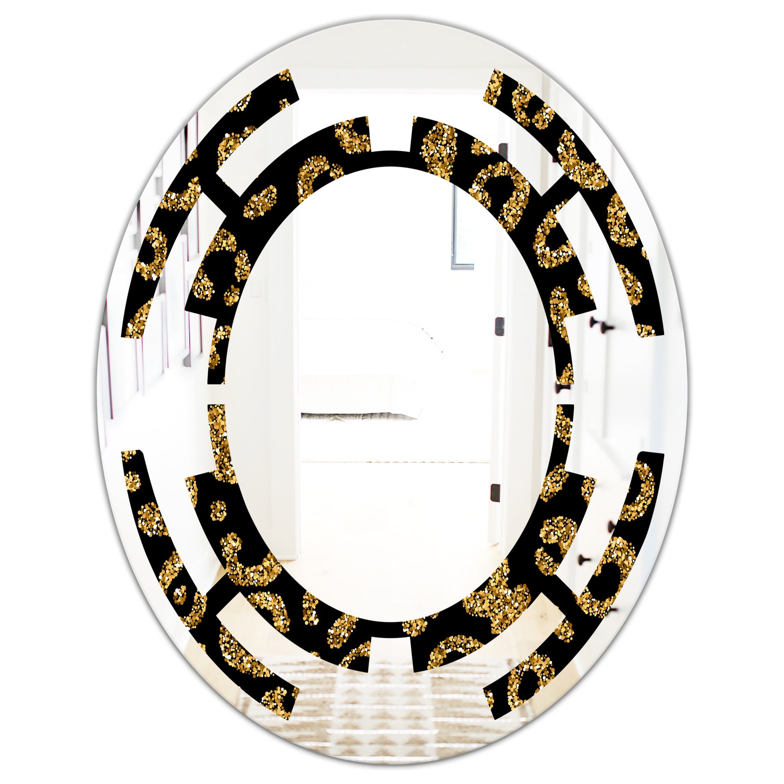 Golden Leopard Fur - Modern Round or Oval Wall Mirror - Space