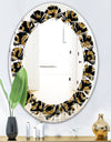 Golden Leopard Fur - Modern Round or Oval Wall Mirror - Leaves
