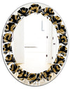 Golden Leopard Fur - Modern Round or Oval Wall Mirror - Leaves