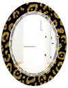 Golden Leopard Fur - Modern Round or Oval Wall Mirror - Triple C
