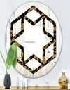 Golden Leopard Fur - Modern Round or Oval Wall Mirror - Hexagon Star