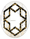 Golden Leopard Fur - Modern Round or Oval Wall Mirror - Hexagon Star