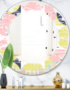Retro Pastel Circular Pattern I - Modern Round or Oval Wall Mirror - Leaves